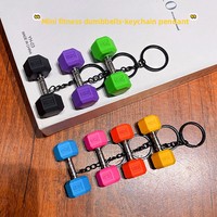 Porte-clés mini fitness en PVC, breloque haltère et kettlebell de sport, accessoire de sac tendance, cadeau boîte mystère - Vente en gros disponible