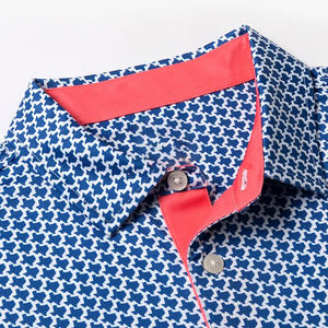 เสื้อโปโลกอล์ฟคอปกใบมีด ผ้าโพลีเอสเตอร์ผสมสแปนเด็กซ์ คุณภาพสูง ผลิตตามสั่ง ขายส่ง เสื้อกอล์ฟพิมพ์ลายแบบซับลิเมชั่นสำหรับผู้ชาย - Product Image 4