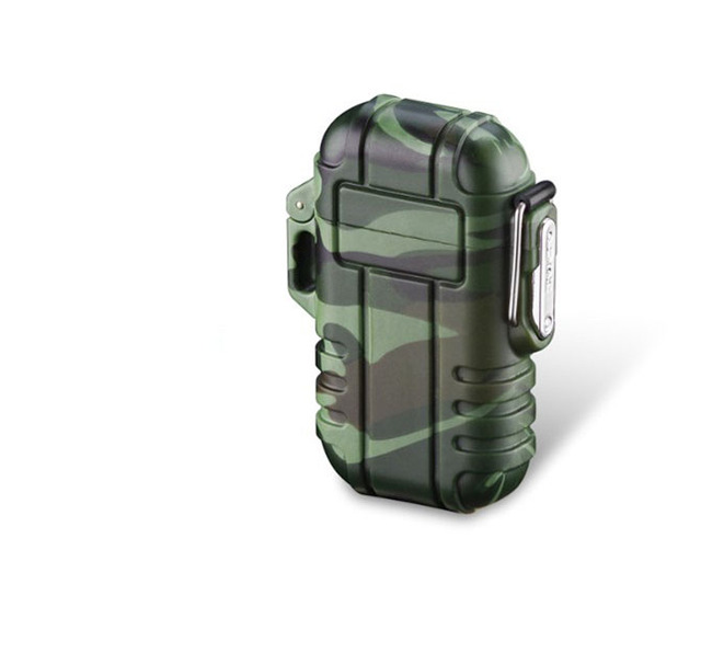 Waterproof and Windproof ABS Outdoor Portable Camping Artifact Sealed Lanyard USB Charging Double Arc Lighter