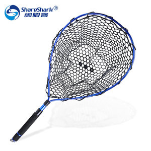 Red de aterrizaje de malla recubierta de goma portátil, mango de EVA, poste de aleación de aluminio, redes de pesca con mosca, aparejos de pesca - Product Image 2