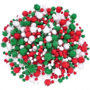 ลูกบอลปอมปอมกลิตเตอร์คริสต์มาสทำมือ DIY ขนาดเส้นผ่านศูนย์กลาง 10 มม. 20 มม. 25 มม. ทำจากโพลีโพรพิลีน PVC สีสันสดใส นุ่มฟู สำหรับงานฝีมือเย็บปักถักร้อย - Product Image 1