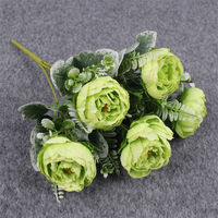 C-087 Dekorasi Pernikahan Sederhana Bunga Peony Buatan Sutra 6 Tangkai Buket Peony Putih untuk Hari Valentine dan Hari Ibu