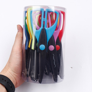 Multi Size Plastic Safety Art Scissors 12 Piece Set Creative Craft <b>Paper</b> Cutters With Different Slit <b>Patterns</b> For Kids And - Product Image 1