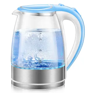 1500W 1.8l Dubbele Bescherming Waterketel Led Licht Elektrisch Glas Thee Koffiepot Pp Deksel Glazen Theepot Waterkoker