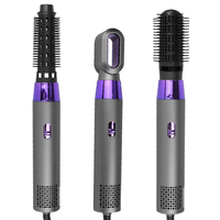 Sèche-cheveux 3-en-1 professionnel avec bouton interne, brosse soufflante, appareil de coiffage à air chaud, massage du cuir chevelu et lisseur de cheveux