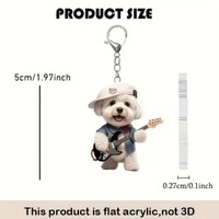 Porte-clés pendentif chien Shih Tzu en forme de guitare, breloque acrylique plate 2D motif chiot de dessin animé, pour rétroviseur de voiture, sacs, occasions festives, fêtes, décoration, cadeau pour les amoureux des animaux