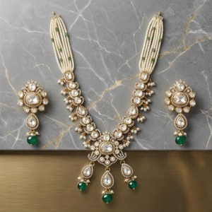 Conjunto de Collar de Perlas y Esmeraldas de Plata 925 de Lujo, Joyería de Novia de Diseño, Aretes Tradicionales para Mujer, Colección - Product Image 2