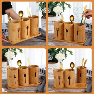 Plateau d'ustensiles de cuisine en bambou durable et écologique - Product Image 4