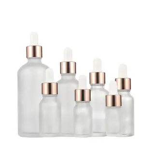 Frasco de vidro fosco branco, garrafa de vidro com óleo essencial rosa dourado 10ml 15ml 20ml 30ml 50ml 100ml