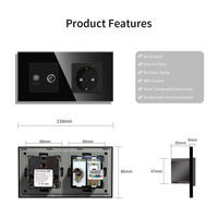 Touchmi Wi-Fi Smart Wall Socket EU Standard Schuko Socket NFC Tel + TV Accès Internet 16A Max. Panneau de verre conçu en Allemagne