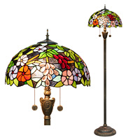 Lampadaire LED moderne de 16 pouces avec abat-jour en verre teinté à motif de rose éclose