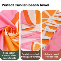 Serviette de bain à rayures jacquard imprimée personnalisée serviette sans sable avec pompon 100% coton serviettes de plage turques