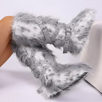 Bottes d'hiver Y2K sexy pour femme, style Baddie, à enfiler, en fausse fourrure longue et moelleuse, nouvelle collection 2024