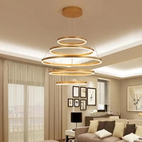 Lustre à anneaux LED moderne en aluminium et acrylique doré pour salon