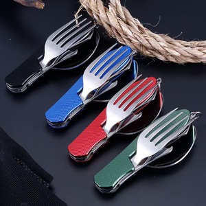 <span class=keywords><strong>Set</strong></span> di posate da campeggio leggero e portatile in acciaio inossidabile 410, coltello, forchetta e cucchiaio pieghevoli per picnic ed escursioni - Product Image 6