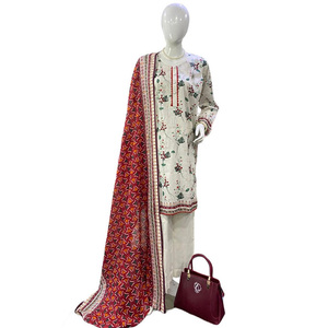 Elegant Stitched White Women Lawn Suit – Premium Cotton Lawn 3 Piece Embroidered Summer Dress with Dupatta - Product Image 1