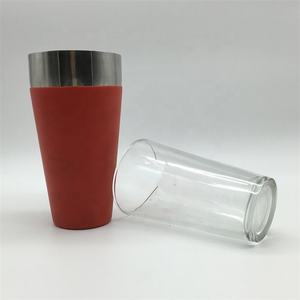 Coctelera de acero inoxidable de 800ml/28oz, coctelera de vinilo rojo con revestimiento de PVC suave, coctelera de vidrio Boston con Color y logotipo personalizado <span class=keywords><strong>OEM</strong></span> - Product Image 3