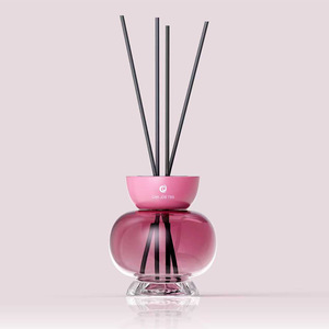 Reed <b>Diffuser</b> Oil Round Glass Bottle <b>With</b> Rattan <b>Sticks</b> Aromatherapy For Bedroom Living Room Bathroom 60 90 Days Lasting - Product Image 1