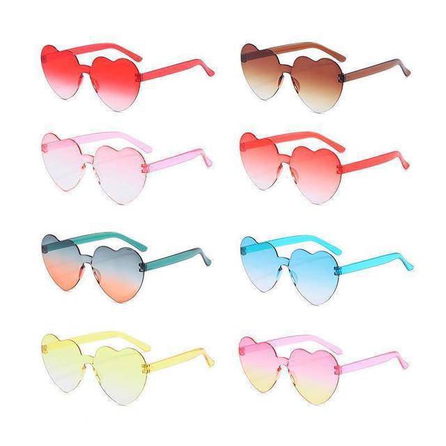 Heart-shaped Full Frame Gradient Sunglasses Love Jelly Dazzling Color Unisex Party Gathering
