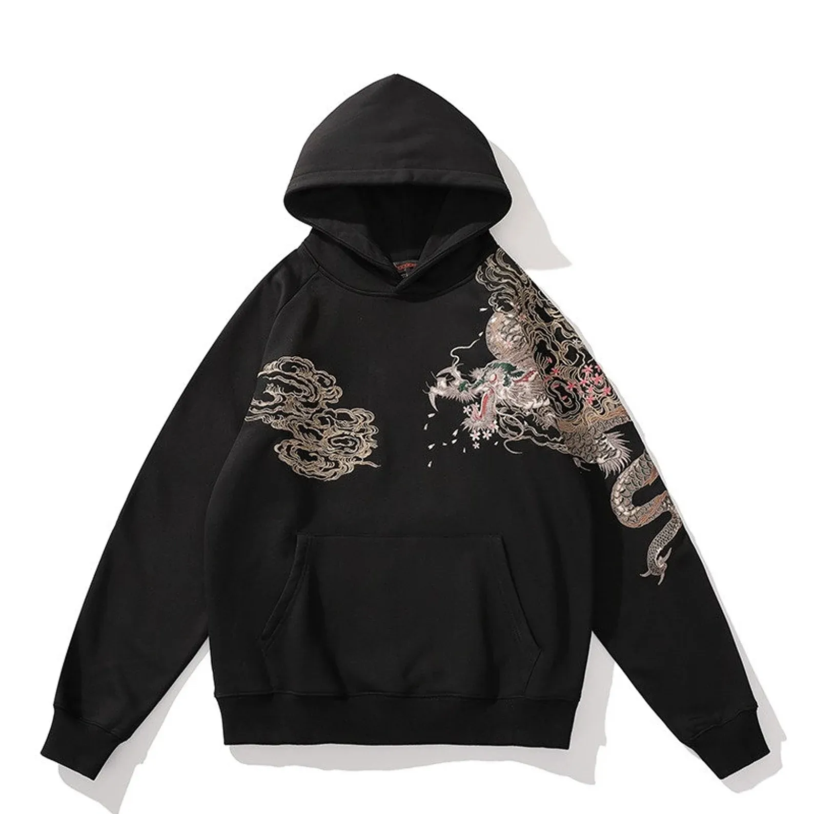 Cool Chinese Style Men's Embroidered Hoodie Luxurious Dragon Exquisite Workmanship Sweatshirt Pullover Black Hoodie