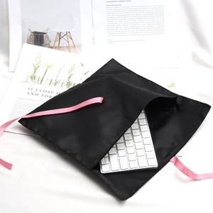 Custom Logo Printed Black Satin Envelope Hair <b>Extension</b> Bundle Wig Gift Packing Luxury Underwear Clothing Dust Silk Pouch Bag - Product Image 2