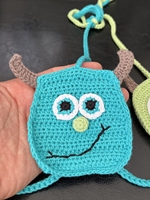 Conjunto de Bikini Micro de Crochet Hecho a Mano, Color Verde Multi, 2 Piezas, Traje de Baño Sexy con Tanga de Tiras a Cuadros Monster INC