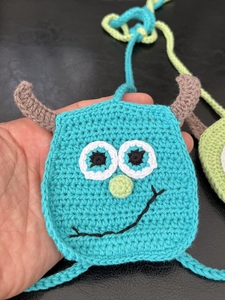 Set di 2 Micro Bikini Verdi Fatti a Mano all'Uncinetto, Costume da Bagno Sexy con Lacci a Quadri Monster INC - Product Image 4