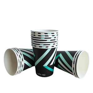 Gobelet à café en papier noir personnalisé avec logo imprimé, pour boissons chaudes ou froides, chocolat, café à emporter, avec un matériau amélioré de 220 g/m² - Product Image 5