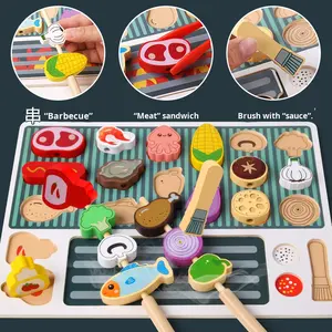 Jouet <span class=keywords><strong>de</strong></span> cuisine en bois pour enfants, jeu <span class=keywords><strong>de</strong></span> simulation éducatif précoce, barbecue parent-enfant, puzzle 3D, <span class=keywords><strong>maison</strong></span> <span class=keywords><strong>de</strong></span> jeu, pour les 4-6 ans - Product Image 2