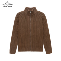 AiNear Vente en gros Logo personnalisable Design Oem & Odm Hiver Col roulé avec fermeture éclair pour hommes Vêtements Cardigan en coton tricoté Pull