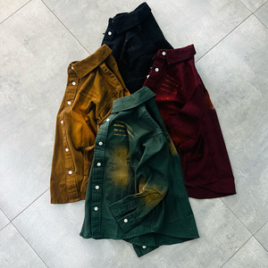 <span class=keywords><strong>Camicia</strong></span> in Denim Oversize Personalizzata con Lavaggio Acido, Stile Streetwear, Manica Lunga con Bottoni, 100% Cotone, per <span class=keywords><strong>Uomo</strong></span>, Estiva - Product Image 1