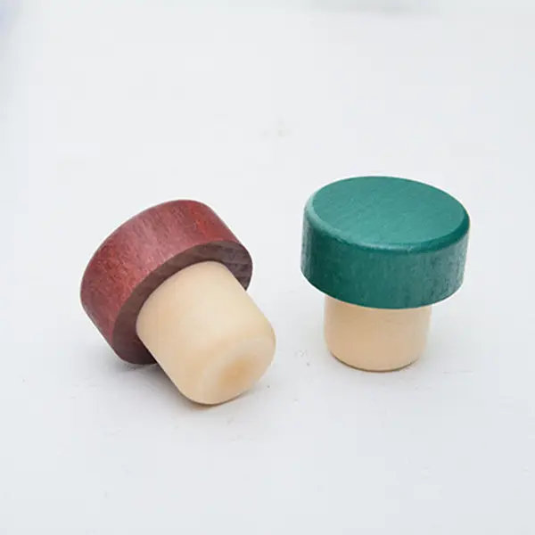 Wholesale 19.5 mm Green Red Brown Wooden Cork Synthetic T Shape Bottle Stopper for Tequila Gin Rum Vodka Bourbon Whiskey