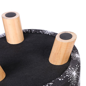 Cat <b>Bed</b> <b>Stool</b> Round Black Graphic Pattern 30x33cm Wood Legs Pet Furniture For Cat - Product Image 4