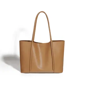 Custom printed logo tote bag for ladies 2023 new soft genuine cow leather women's shoulder bag fashion female laptop work bag