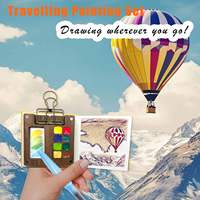 Kit de peinture aquarelle de voyage scintillant, mini palette de poche avec livre de peinture et pinceau
