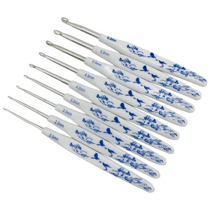 9 pièces aiguille de Crochet en aluminium avec poignée en plastique à motif de <span class=keywords><strong>porcelaine</strong></span> bleue et blanche - Product Image 2