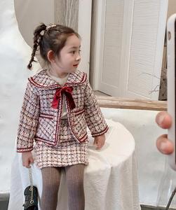 <span class=keywords><strong>2</strong></span> piezas conjunto de ropa de otoño ropa de estilo elegante trajes Children'S TELA ESCOCESA chaquetas faldas cortas para la venta - Product Image 4