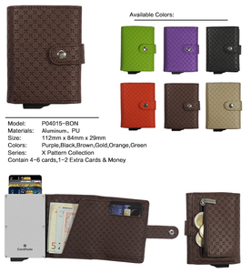 กระเป๋าสตางค์อลูมิเนียมหุ้มหนัง PU ยี่ห้อ CardHoda ป้องกัน RFID ขนาดสั้น พับได้ ลายเรขาคณิต สำหรับทุกเพศ - Product Image 4