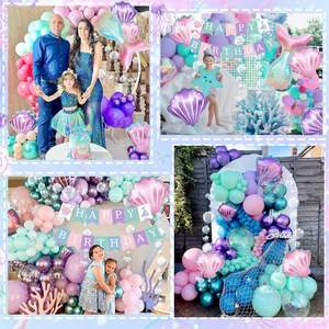 Décorations d'anniversaire sirène pour filles et femmes, décorations de fête <span class=keywords><strong>sous</strong></span> <span class=keywords><strong>la</strong></span> mer avec ballons queue de sirène - Product Image 5