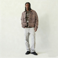Jeans cargo baggy en denim délavé de style vintage de haute qualité pour hommes, fabriqués par le fabricant, bleu ciel clair, décontractés, style streetwear pour hommes