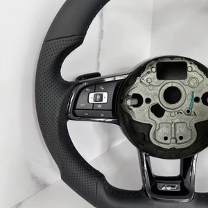 Volant en cuir pour Volkswagen VW <span class=keywords><strong>Golf</strong></span> 6 GTI MK 6 MK 7 R Polo Passat <span class=keywords><strong>Golf</strong></span> 7 <span class=keywords><strong>Golf</strong></span> 7.5 R Volant de voiture de sport - Product Image 4