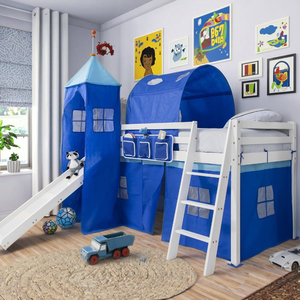 <span class=keywords><strong>Lit</strong></span> superposé en bois massif pour <span class=keywords><strong>garçon</strong></span>, <span class=keywords><strong>lit</strong></span> pour enfants avec échelle et toboggan et <span class=keywords><strong>tente</strong></span> <span class=keywords><strong>de</strong></span> fées bleues pour enfants - Product Image 1