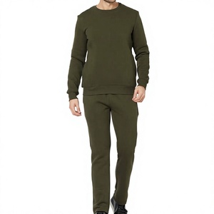 Conjunto Deportivo Unisex de Algodón Verde Oliva, Sudadera con Capucha de Manga Larga, Color Sólido, Informal, Transpirable, Corte Regular, Ropa de Invierno - Product Image 1