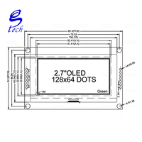 شاشة OLED مقاس 2.7 بوصة بتقنية الكريستال السائل، دقة 128×64، واجهة SSD1327، وحدة SPI بـ 7 دبابيس، إضاءة خضراء