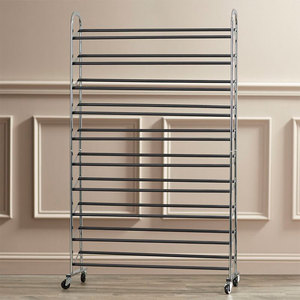 Customized 10-Tier Metal Home <strong>Shoe</strong> <strong>Rack</strong> with Movable <strong>Wheels</strong> Entryway Organizer and Display Stand - Product Image 6