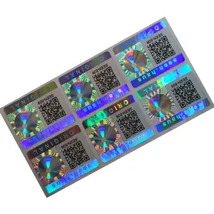 Etiquetas personalizadas a prueba de manipulaciones, etiqueta antifalsificación por rascado con número único, pegatina de código QR de holograma 3D de autenticidad de seguridad