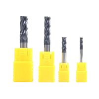 Fraise carrée à 4 dents en carbure de tungstène massif, revêtement TiAlN, pour usinage CNC de l'acier au carbone et de l'acier inoxydable