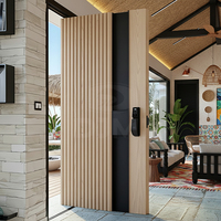 Porte d'entrée pivotante en bois massif DJMI pré-montée pour villa moderne, extérieure, sécurisée