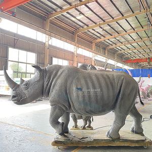 Modèle d'animal animatronique de rhinocéros blanc pour la décoration de parc de vulgarisation scientifique de la connaissance naturelle, 1 paire - Product Image 5