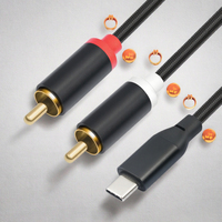 Kabel Audio Video Pria, Model C ganda RCA Male 1M 2M 3M berlapis emas 2RCA kombinasi perisai